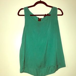 Green silk tank top